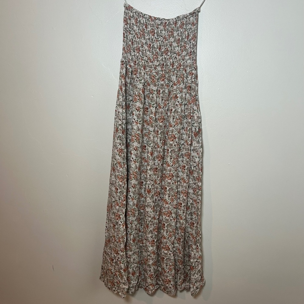 Elloh Floral Maxi Dress Womens Small Multicolor Smocked Strapless Boho - Picture 2 of 4